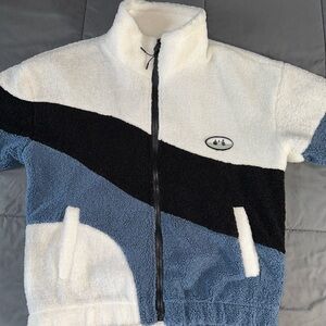 White ERDU&IZC Fleece Jacket Size Large With Removable Patch Logo.